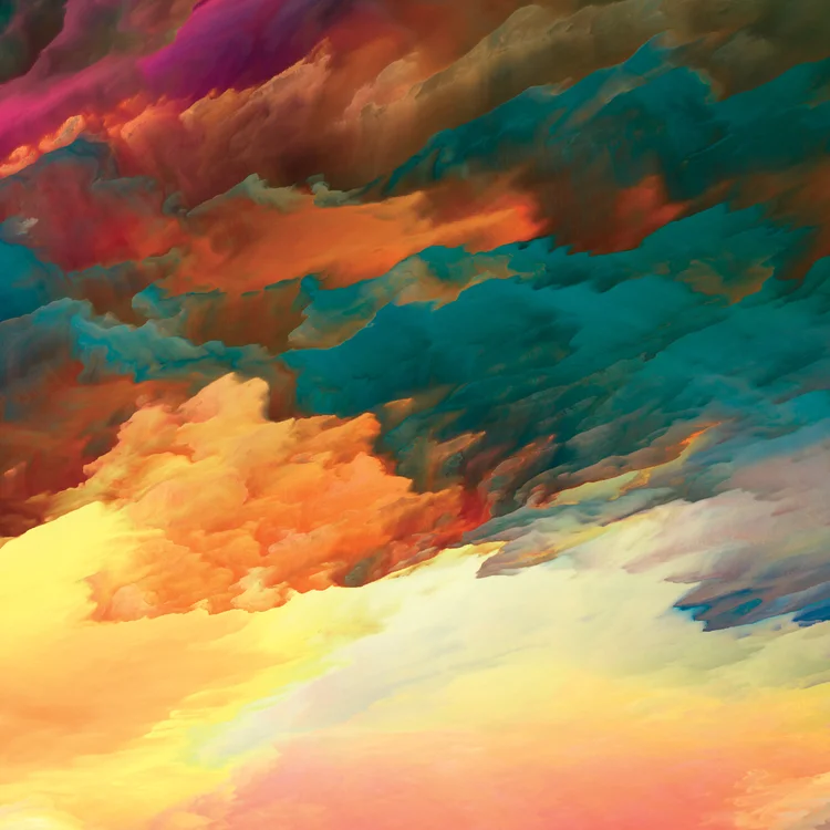 Visuel of the show - clouds of many different colors